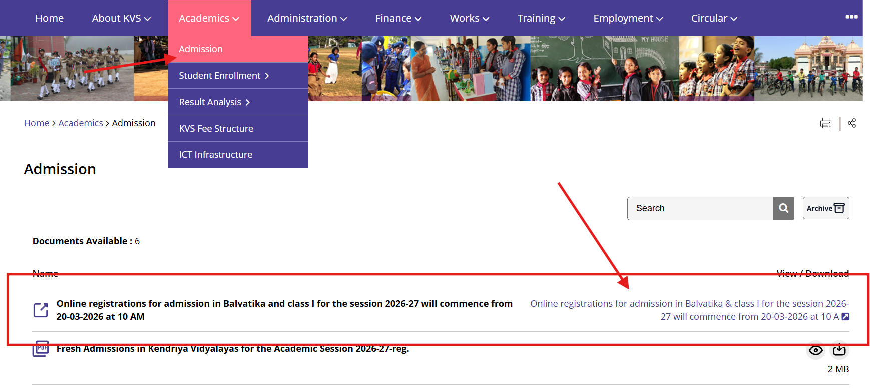 Admissions to Kendriya Vidyalayas began today, March 20. 