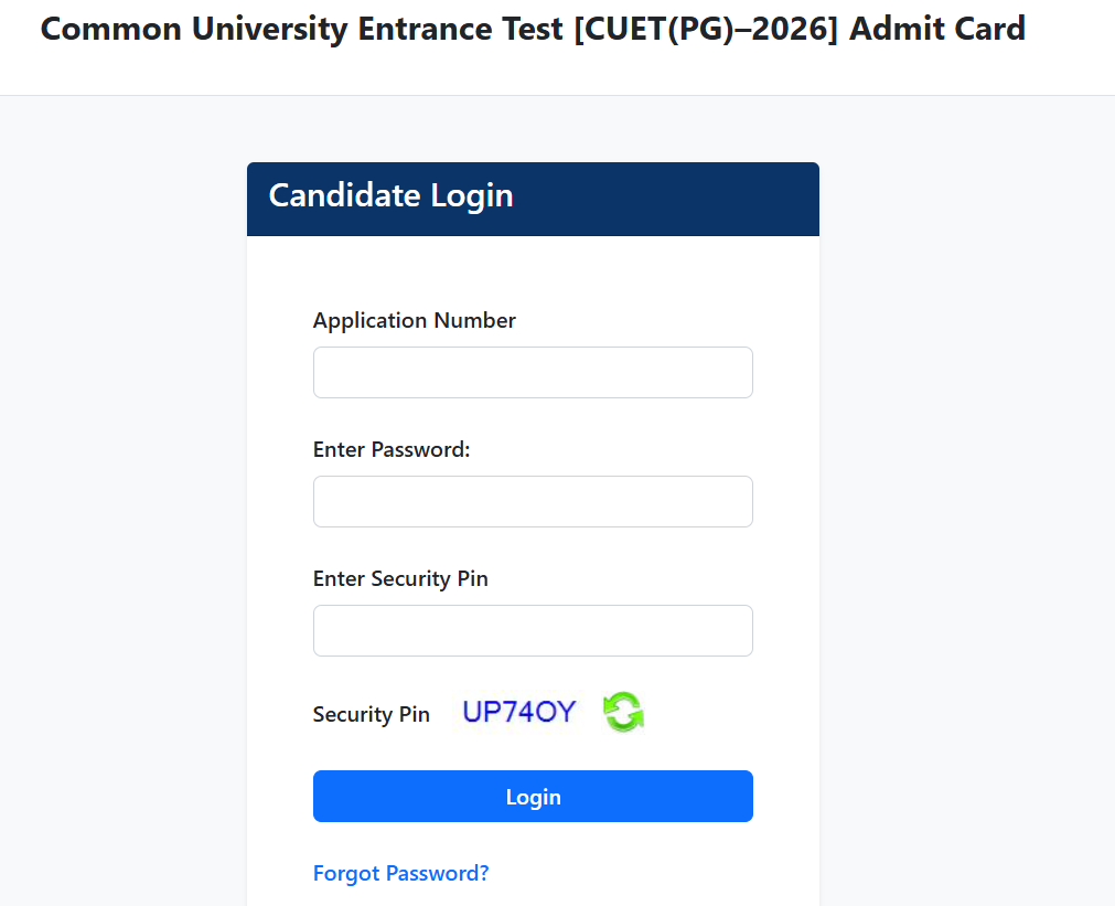 CUET PG Admit Card