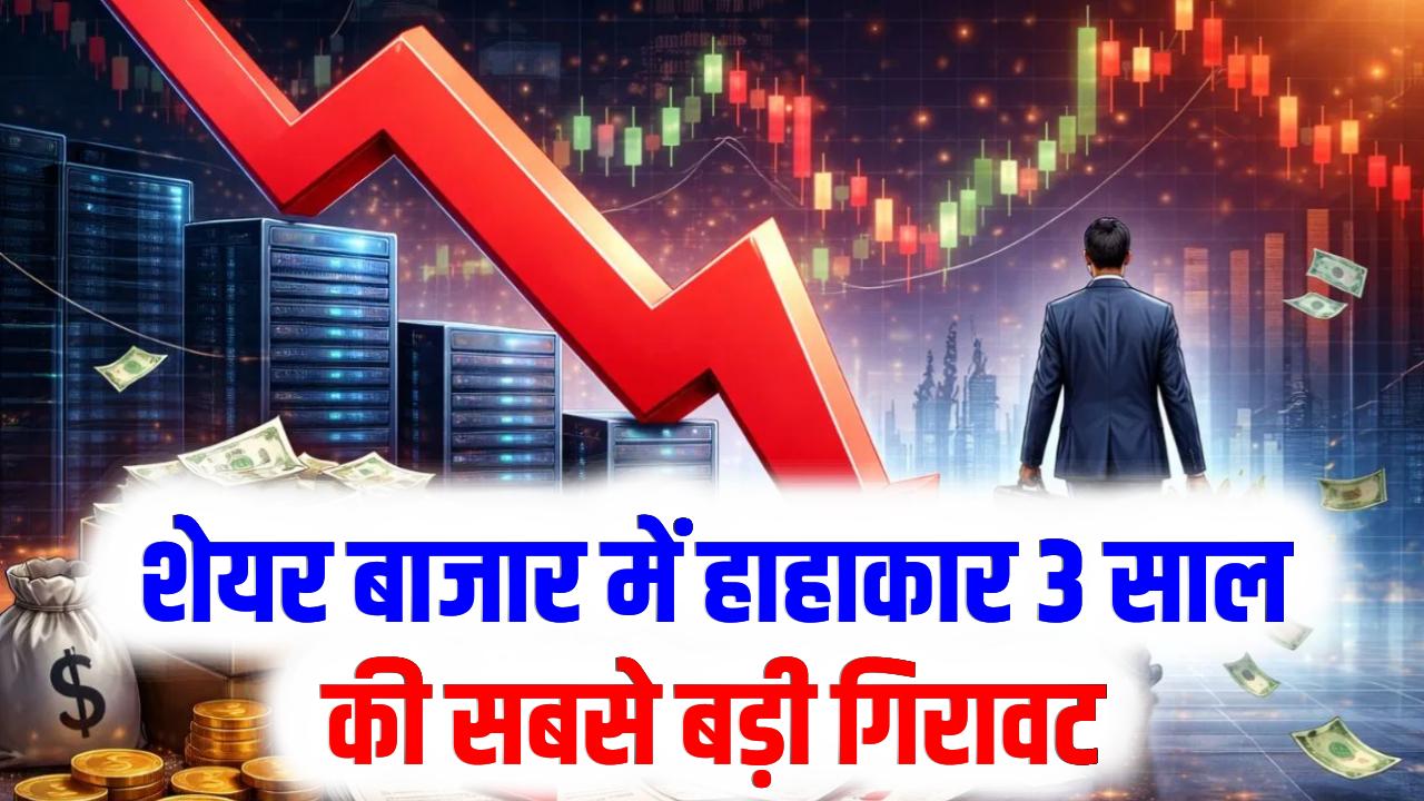 शेयर बाजार में हाहाकार! 3 साल की सबसे बड़ी गिरावट; निवेशकों के डूबे लाखों करोड़